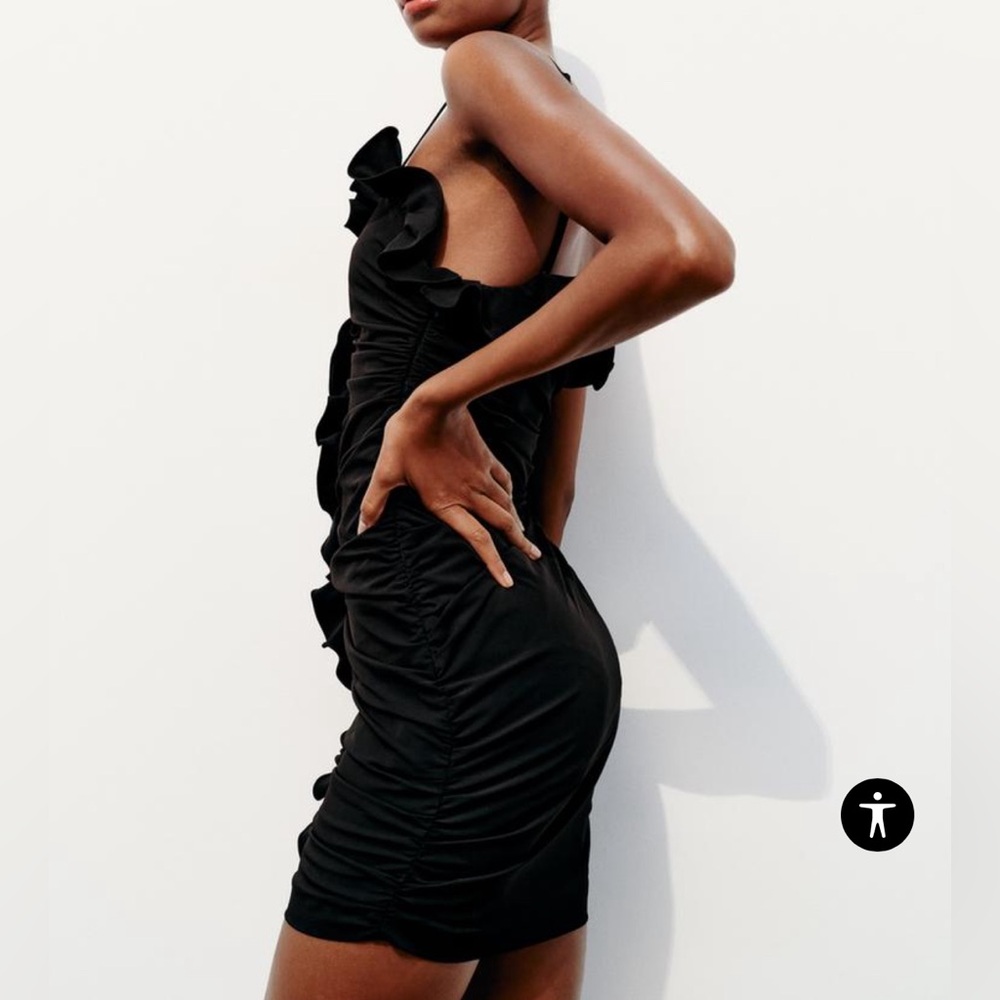 ZARA RUFFLED RUCHED DRESS - Picture 4 of 8